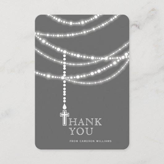 ロザリエレガントーのビーズとクロス宗教 サンキューカード (正面)