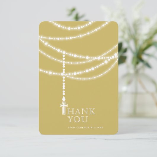 ロザリエレガントーのビーズとクロス宗教 招待状 (スタンド正面)