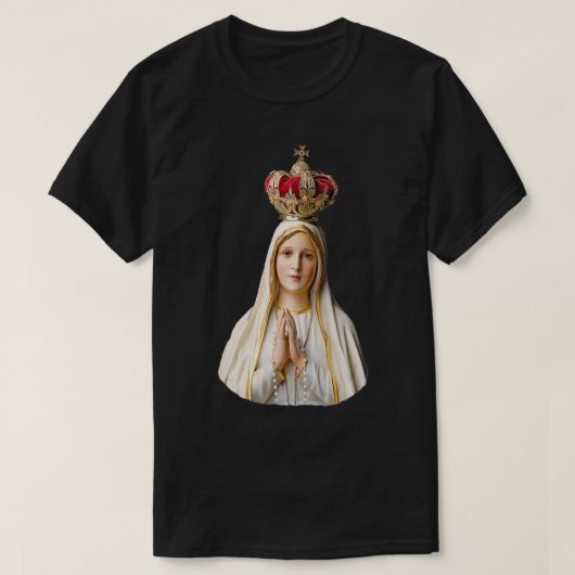 ロザリオとファティマの我々の女性(ラウンドデザイン) Tシャツ (デザイン正面)