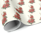 ロザリオとポインセチア付きクリスマスキャンドル ラッピングペーパー (ロールコーナー)