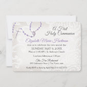 ロザリオとレース第一聖餐式バイオレット 招待状 (正面)