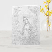 ロザリオの女性、スケッチ カード (黄色い花)