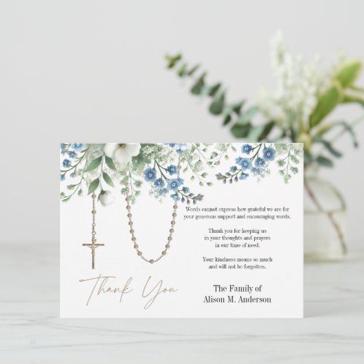 ロザリオフローラ写真葬儀弔問悔やみや弔慰 サンキューカード (スタンド正面)