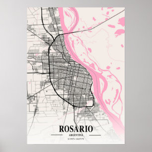 ロザリオ – アルゼンチンナポリタン市の地図 ポスター