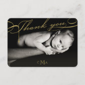 ロザリオ・クロスモノグラムスクリプト写真の宗教的 サンキューカード (正面)