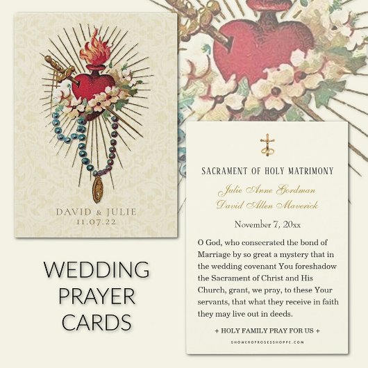 ロザリオ メアリー ハート カトリック 結婚 祈り カード