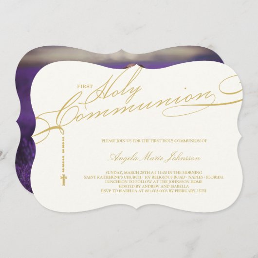 ロザリモダンオ第1回聖餐会写真宗教 招待状 (正面/裏面)