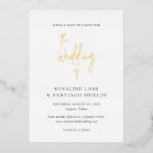 ロザリンドモダンエレガントな結婚式デートを保存 箔招待状 (正面)