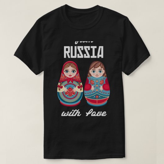 ロシアからマトリョシュカを愛する土産ネスティング Tシャツ (デザイン正面)