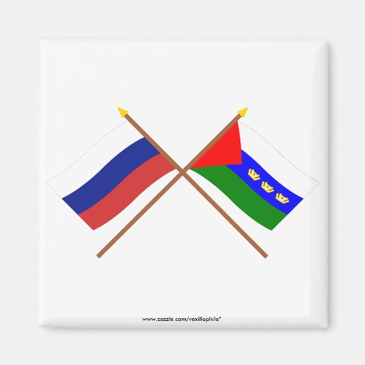 ロシアとティメンの十字旗 マグネット (正面)