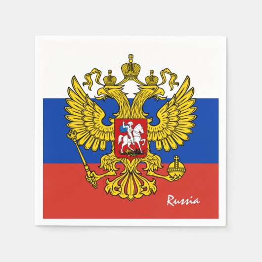ロシアとロシアの国旗のパーティーファッション/スポーツファン スタンダードカクテルナプキン (正面)