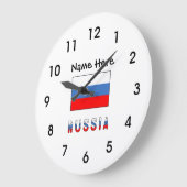 ロシアとロシア国旗とお名前と大きな時計 ラージ壁時計 (傾斜)