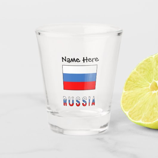 ロシアとロシア国旗 お名前入り ショットグラス (正面)