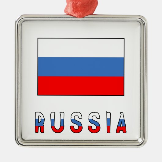 ロシアとロシア国旗 メタルオーナメント (正面)