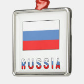 ロシアとロシア国旗 メタルオーナメント (左)