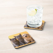 ロシアので青い子ネコおよびダックスフントの子犬 コースター (右側)