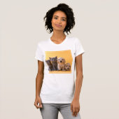 ロシアので青い子ネコおよびダックスフントの子犬 Tシャツ (正面フル)