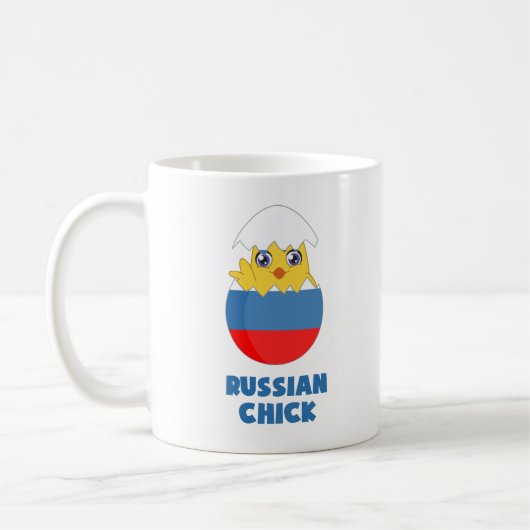 ロシアのなひよこ、ロシアからの女の子 コーヒーマグカップ (左)