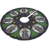 ロシアのなアイコン守り神およびクリスマスツリー ブラッシュドポリエステルツリースカート (アングル)