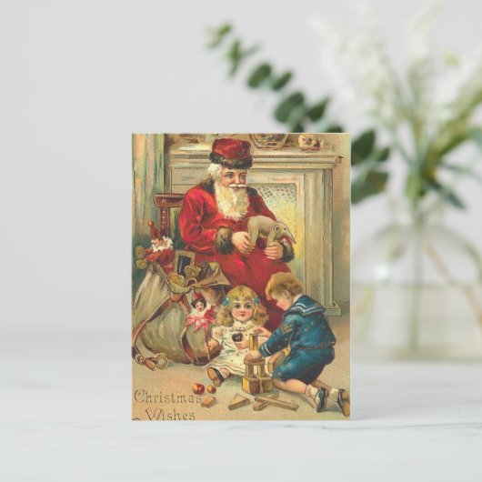 ロシアのなスタイルのサンタのクリスマスカードのおもちゃ シーズンポストカード (スタンド正面)