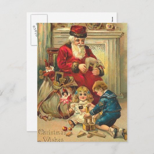 ロシアのなスタイルのサンタのクリスマスカードのおもちゃ シーズンポストカード (正面/裏面)