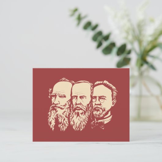 ロシアのなトロイカ: Tolstoy、Dostoevsky、チェコフ ポストカード (スタンド正面)
