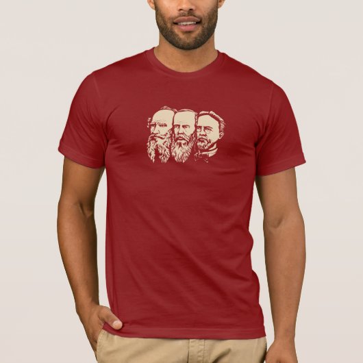 ロシアのなトロイカ: Tolstoy、Dostoevsky、チェコフ Tシャツ (正面)