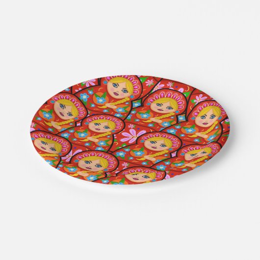 ロシアのなネスティング人形- Matryoshka ペーパープレート (アングル)