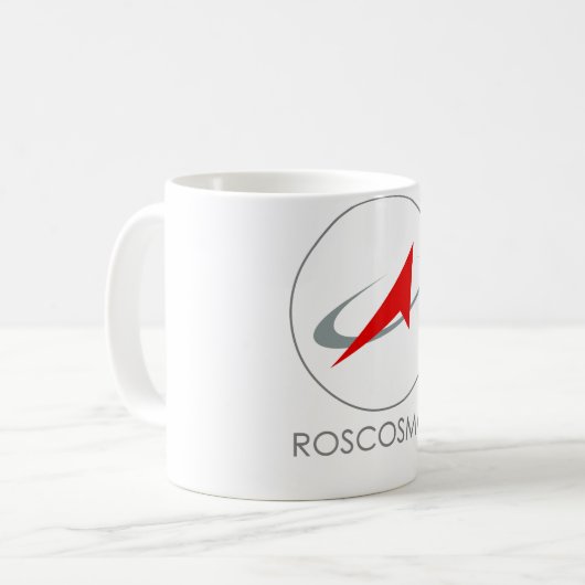 ロシアのな中央政府宇宙機関: Roscosmos Роскосмос コーヒーマグカップ (正面左)