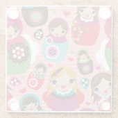 ロシアのな人形のイラストレーションの背景 ガラスコースター (裏面)