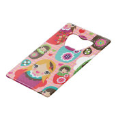 ロシアのな人形のイラストレーションの背景 クレジットカード栓抜き (裏面アングル)