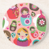 ロシアのな人形のイラストレーションの背景 コースター (正面)