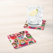 ロシアのな人形のイラストレーションの背景 スクエアペーパーコースター (インサイチュ)