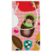 ロシアのな人形のイラストレーションの背景 スモールペーパーバッグ (裏面)