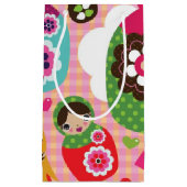 ロシアのな人形のイラストレーションの背景 スモールペーパーバッグ (正面)