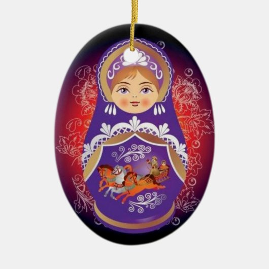 ロシアのな人形のクリスマスのオーナメント- "Yulia " セラミックオーナメント (正面)