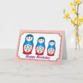 ロシアのな人形のバースデー・カード カード (黄色い花)