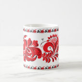 ロシアのな国民パターンマグの赤い黒 コーヒーマグカップ (中央)