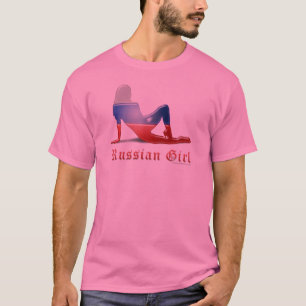 ロシアのな女の子のシルエットの旗 Tシャツ