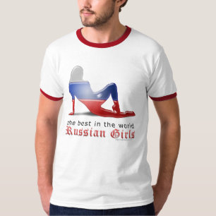 ロシアのな女の子のシルエットの旗 Tシャツ