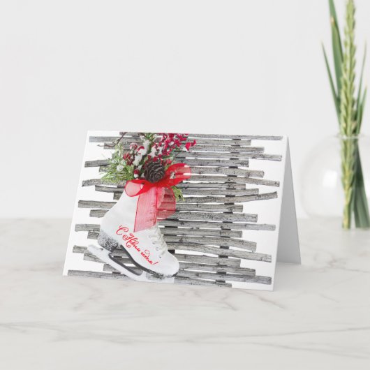 ロシアのな新年はヴィンテージ靴のアイススケートします シーズンカード (正面)