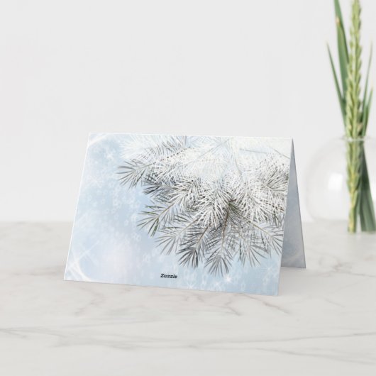 ロシアのな新年-サンタの雪片、雪が多いマツ シーズンカード (裏面)