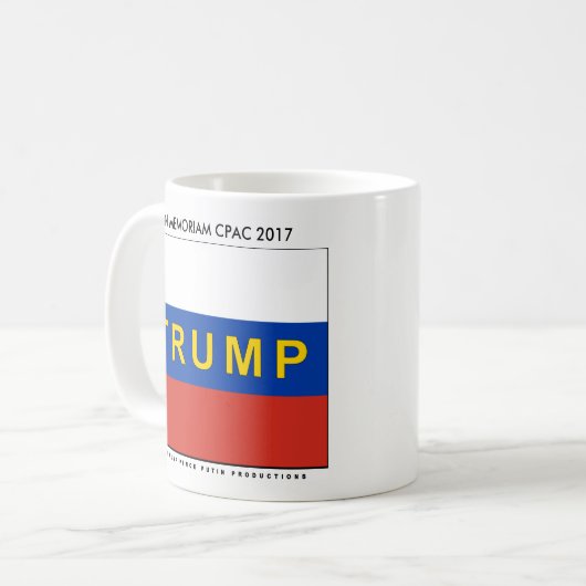 ロシアのな旗の切札のペニーPUTIN@CPAC 2017年で切札で取って下さい コーヒーマグカップ (正面左)