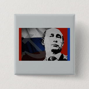 ロシアのな旗を持つPutin 缶バッジ