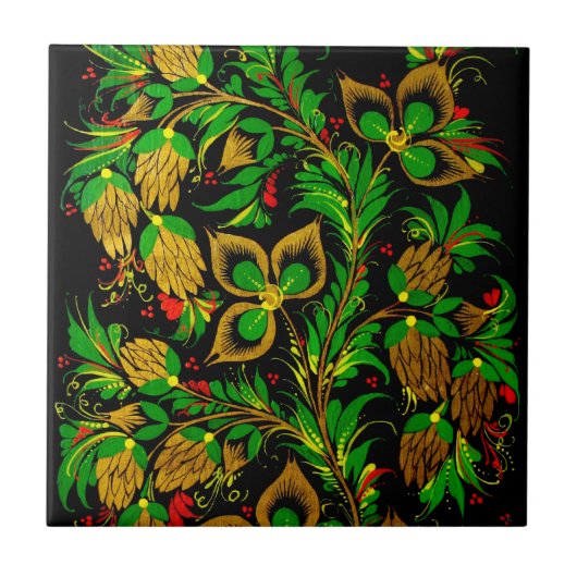 ロシアのな民芸のタイル タイル (正面)