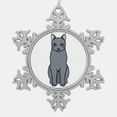 ロシアのな青猫の漫画 スノーフレークピューターオーナメント (正面)