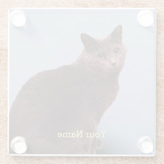 ロシアのな青猫の見ること ガラスコースター (裏面)