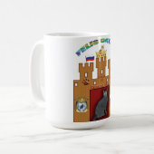 ロシアのな青猫の頂上のマグ-ロシアの旗の家 コーヒーマグカップ (正面左)