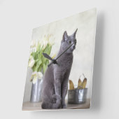 ロシアのな青 スクエア壁時計 (傾斜)