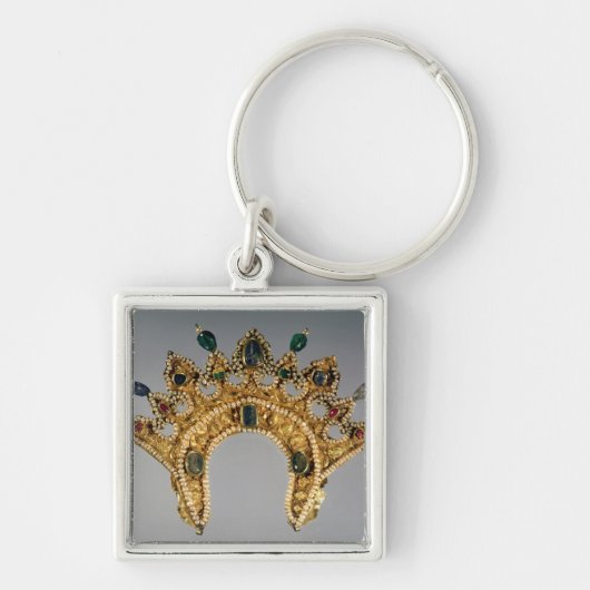 ロシアのなdiadem、真珠と置かれる金ゴールド キーホルダー (正面)